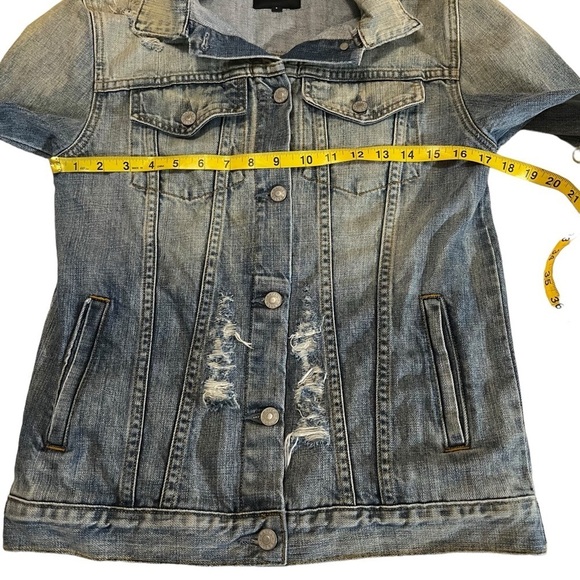 Rails Custom Knox Letterman Vintage Wash Distressed Denim Jacket Amy Small - Picture 9 of 16
